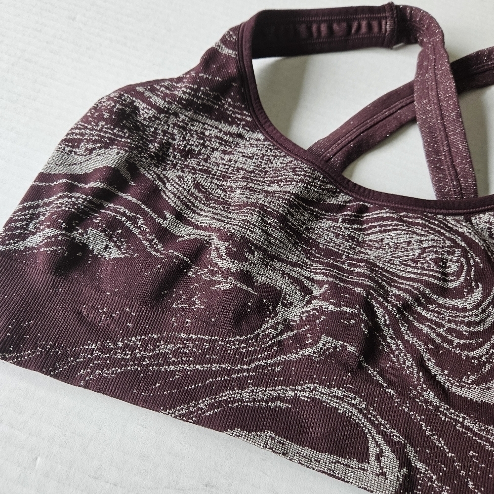 Athleta Aurora Shine Cross Back Sports Bra in Spiced Cabernet Size Large - Picture 3 of 6